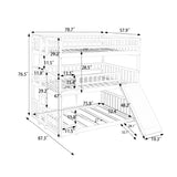 Full-Over-Full-Over-Full Triple Bed with Built-in Ladder and Slide , Triple Bunk Bed with Guardrails, Espresso(OLD SKU :LP000052AAP) - Home Elegance USA