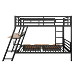 Twin Size Metal Bunk Bed with Built-in Desk, Light and 2 Drawers, Black(Expected Arrival Time: 9.18)