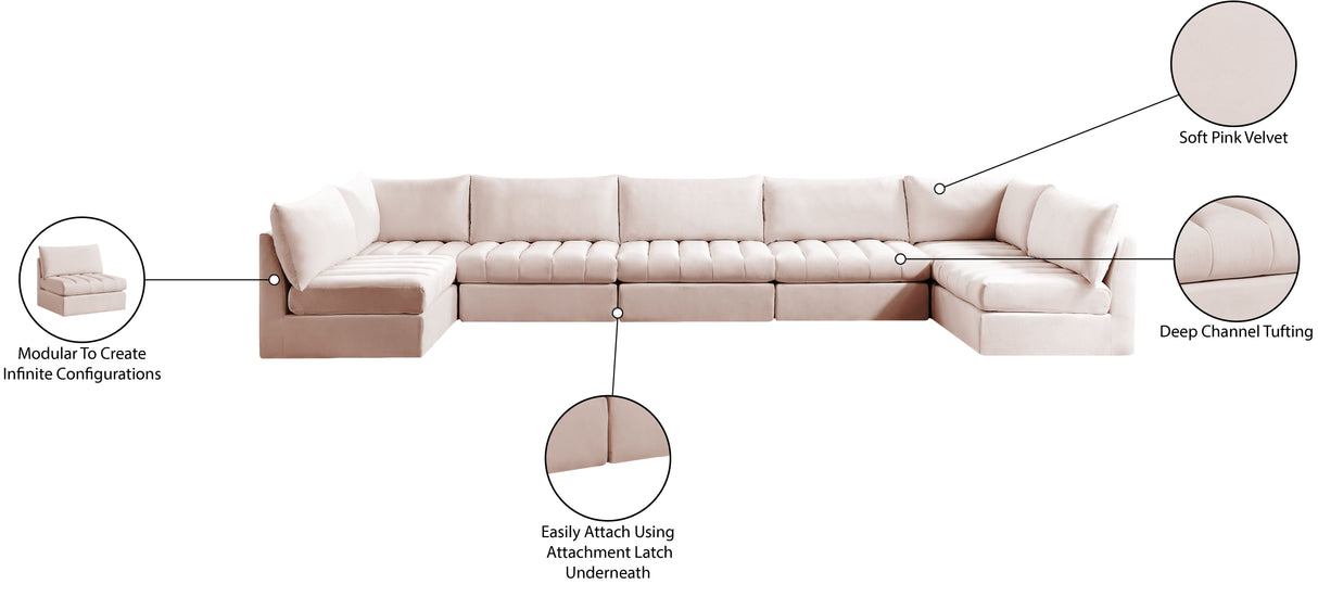 Jacob - Modular Sectional 7 Piece - Pink - Home Elegance USA