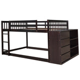 Full over Full Bunk Bed with 4 Drawers and 3 Shelves-Espresso - Home Elegance USA