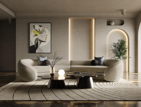 Vig Furniture Modrest - Kilmer Modern Grey Curved Fabric Sectional Sofa