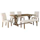 TREXM 6-Piece Farmhouse Dining Table Set 72" Wood Rectangular Table, 4 Upholstered Chairs with Bench (Walnut) - Home Elegance USA