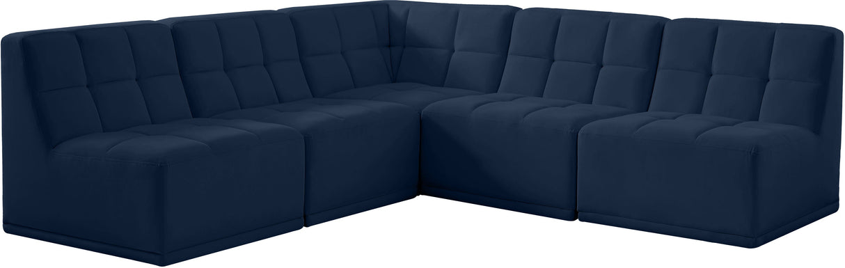 Relax - Modular Sectional 5 Piece - Navy - Home Elegance USA