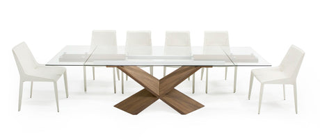 Vig Furniture Modrest Scott - Modern Walnut and Glass Extendable 70.5"/106" Dining Table
