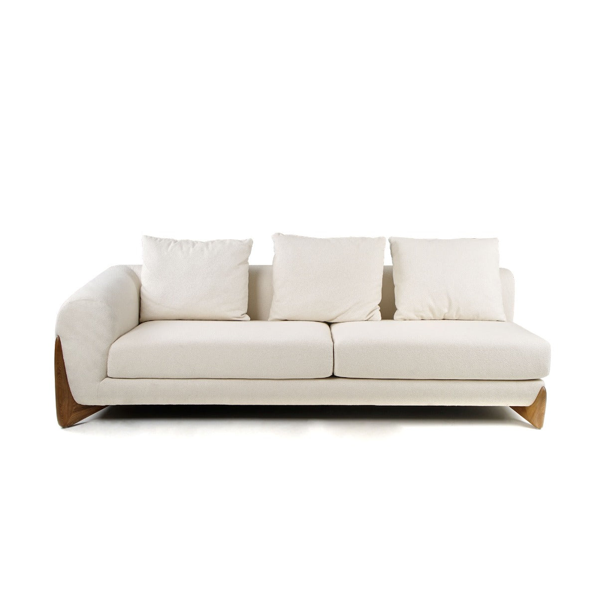 Vig Furniture Modrest Fleury - Contemporary Cream Fabric and Walnut RAF Sectional Sofa