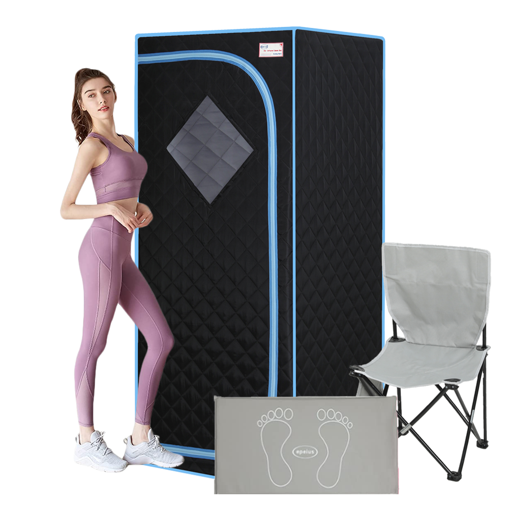 Portable Full Size Black Infrared Sauna tent–Personal Home Spa, with Infrared Panels, Heating Foot Pad,Controller, Foldable Chair ,Reading light.Easy to Install.Fast heating, with FCC Certification.