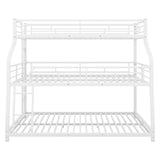 Twin XL/Full XL/Queen Triple Bunk Bed with Long and Short Ladder and Full-Length Guardrails,White - Home Elegance USA