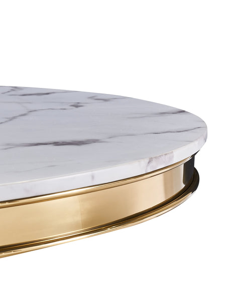 Vig Furniture Modrest Potter - White Marble & Gold Stainless Steel Round Dining Table