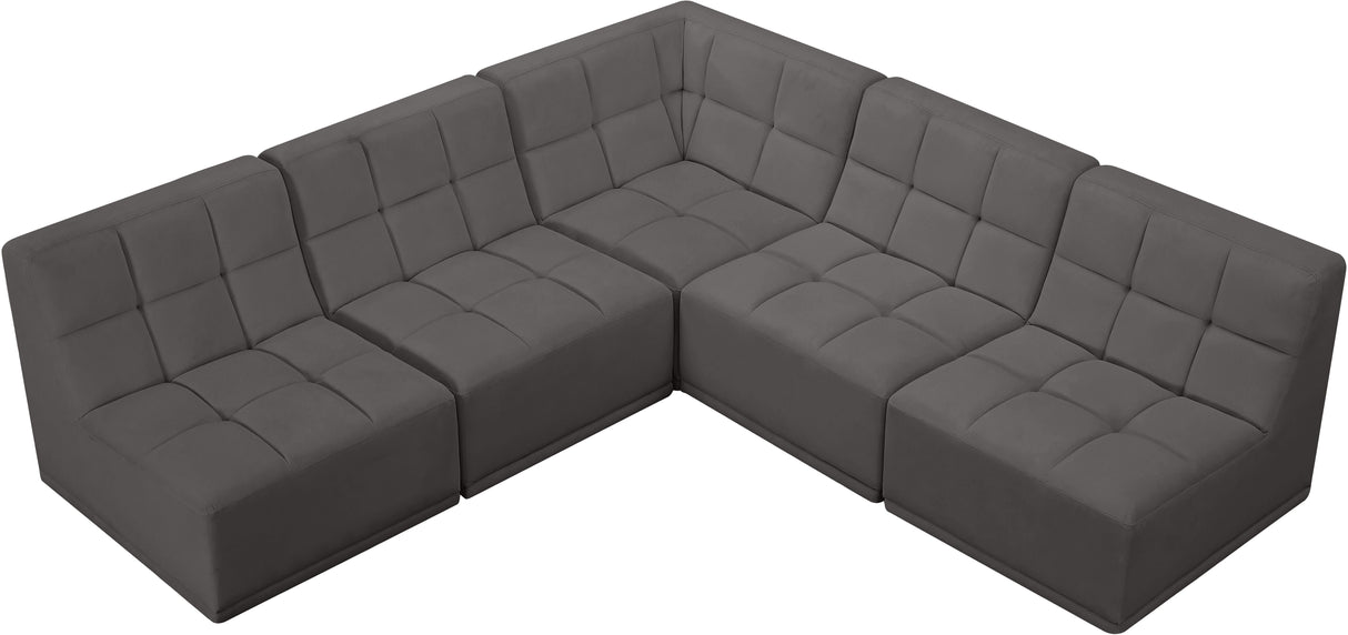 Relax - Modular Sectional 5 Piece - Gray - Home Elegance USA