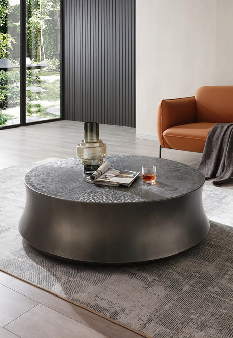 Vig Furniture Modrest Airdrie - Modern Antique Grey Large Round Coffee Table