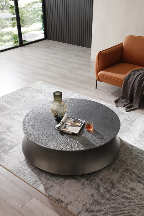Vig Furniture Modrest Airdrie - Modern Antique Grey Small Round Coffee Table