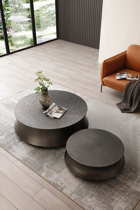 Vig Furniture Modrest Airdrie - Modern Antique Grey Round Coffee Table Set