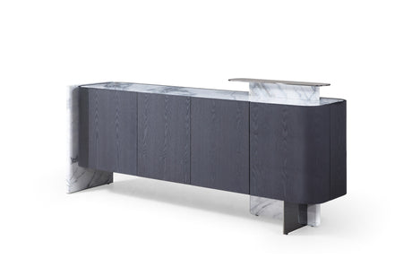 Vig Furniture Modrest Broxburn - Modern Black Oak + Faux Marble Buffet