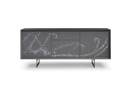Vig Furniture Modrest Hawick - Contemporary Dark Grey + Abstract White Paint Buffet