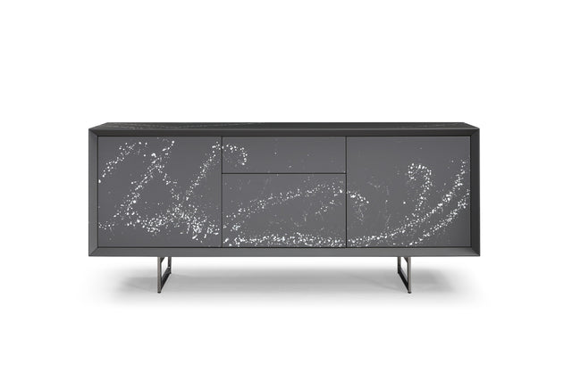 Vig Furniture Modrest Hawick - Contemporary Dark Grey + Abstract White Paint Buffet