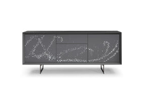 Vig Furniture Modrest Hawick - Contemporary Dark Grey + Abstract White Paint Buffet