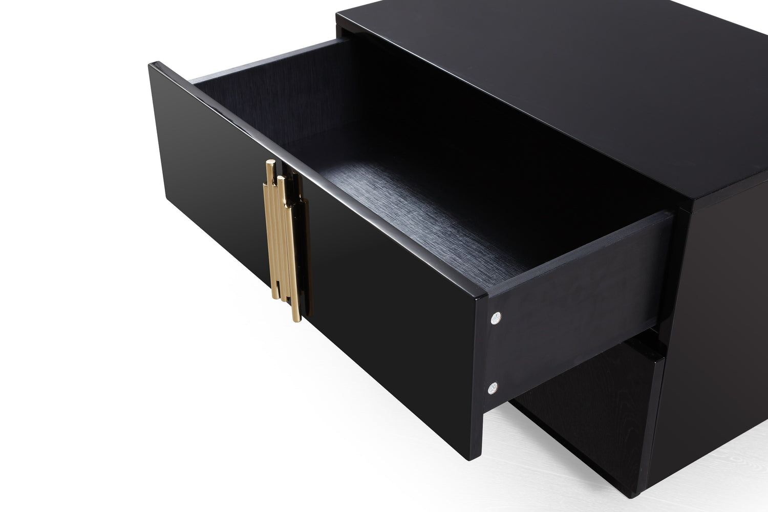 Vig Furniture Modrest Token - Modern Black + Gold Wide Nightstand