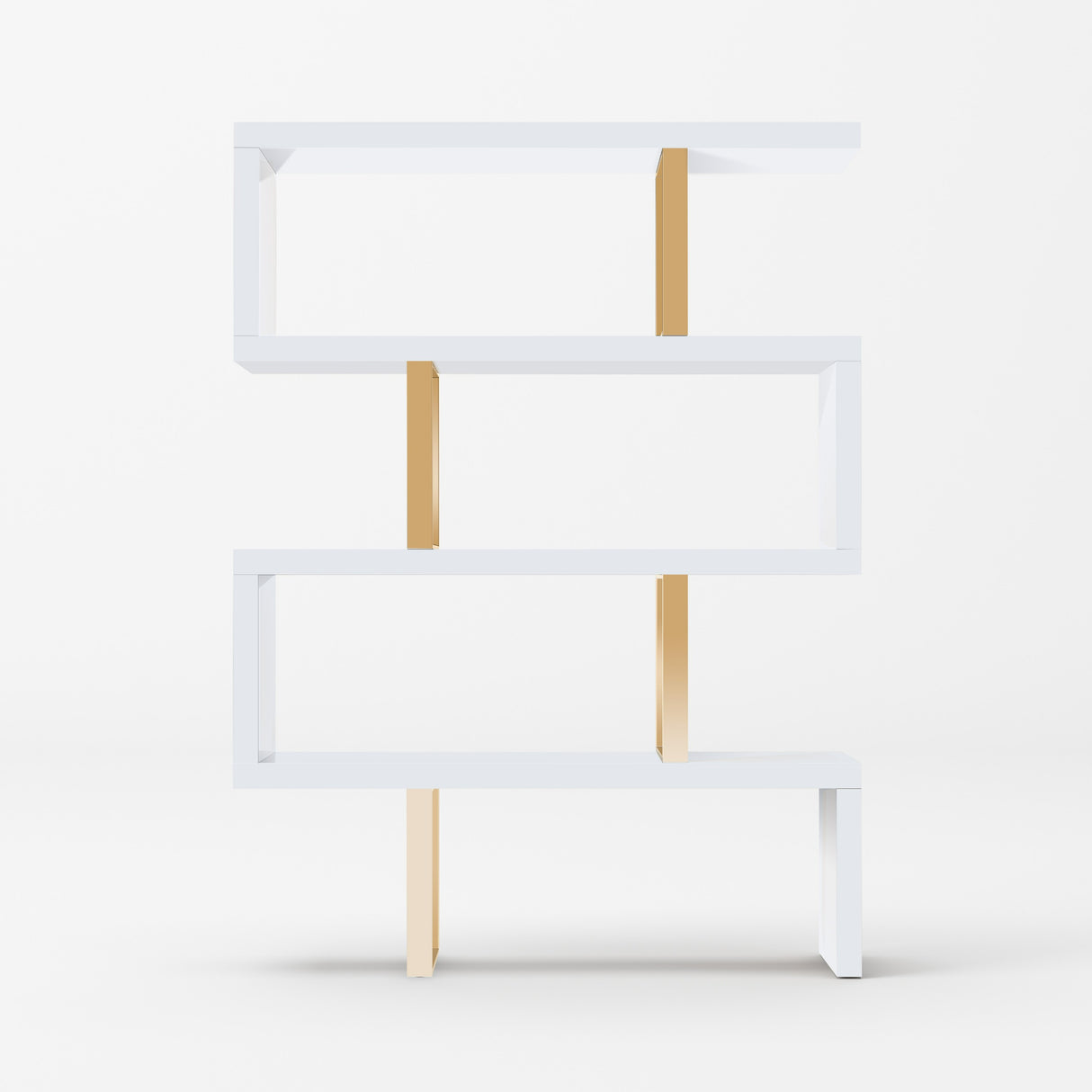 Vig Furniture Modrest Maze - Modern White & Gold Bookcase