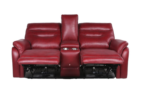 Contemporary Wine Top-Grain Leather Motion Set - Power Recline, USB Charging - Ultimate Comfort and Style Home Elegance USA