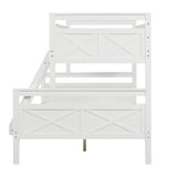 Twin over Full Bunk Bed with ladder, Safety Guardrail, Perfect for Bedroom, White - Home Elegance USA