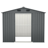 Outdoor Storage Shed, 8' X 6' Galvanized Steel Garden Shed with 4 Vents & Double Sliding Door, Utility Tool Shed Storage House for Backyard, Patio, Lawn