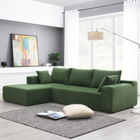 109*68" Modular Sectional Living Room Sofa Set, Modern Minimalist Style Couch, Upholstered Sleeper Sofa for Living Room, Bedroom, Salon, 2 PC Free Combination, L - Shape, Green - GS000448AAF - image - 1