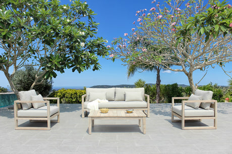 Vig Furniture Renava Calm - Outdoor Grey + Acacia Sofa Set