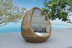 Renava Cocoon - Outdoor Beige + Wicker Lounge Bed - sold by Home Elegance USA