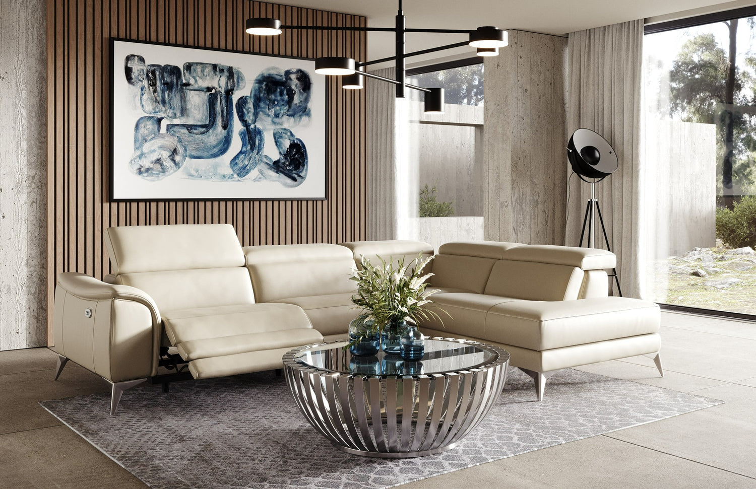 Vig Furniture Lamod Italia Monte Carlo - Italian Modern Cappuccino Leather Right Facing Sectional Sofa
