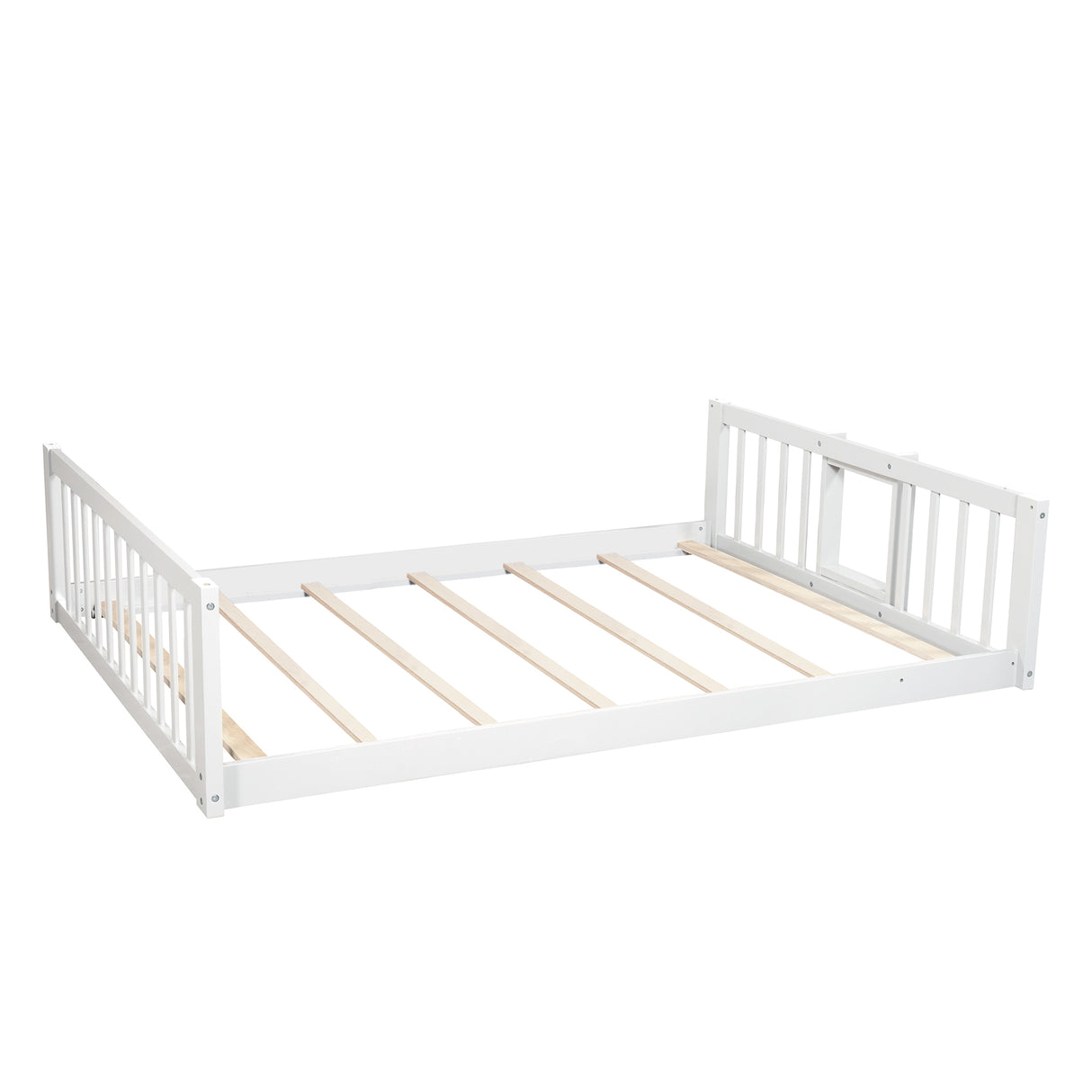 Full-Over-Full-Over-Full Triple Bed with Built-in Ladder and Slide , Triple Bunk Bed with Guardrails, White(OLD SKU :LP000052AAK) - Home Elegance USA