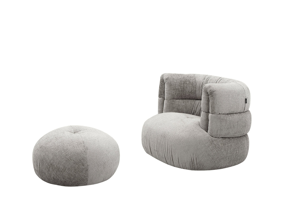 Vig Furniture Divani Casa Shay - Modern Grey Fabric Accent Chair + Ottoman