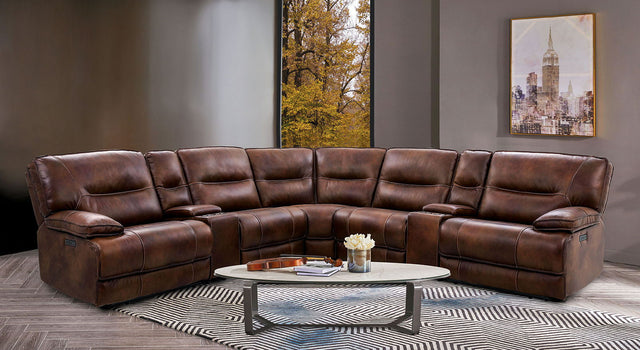 Louella - Power Sectional - Brown - Home Elegance USA