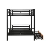 Metal Full Size Convertible Bunk Bed with 2 Drawers, Black(Expected Arrival Time: 9.18)