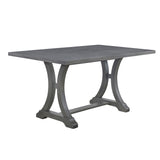 TREXM 6-Piece Farmhouse Dining Table Set, Rectangular Trestle Table and 4 Upholstered Chairs & Bench for Dining Room (Antique Gray) - Home Elegance USA
