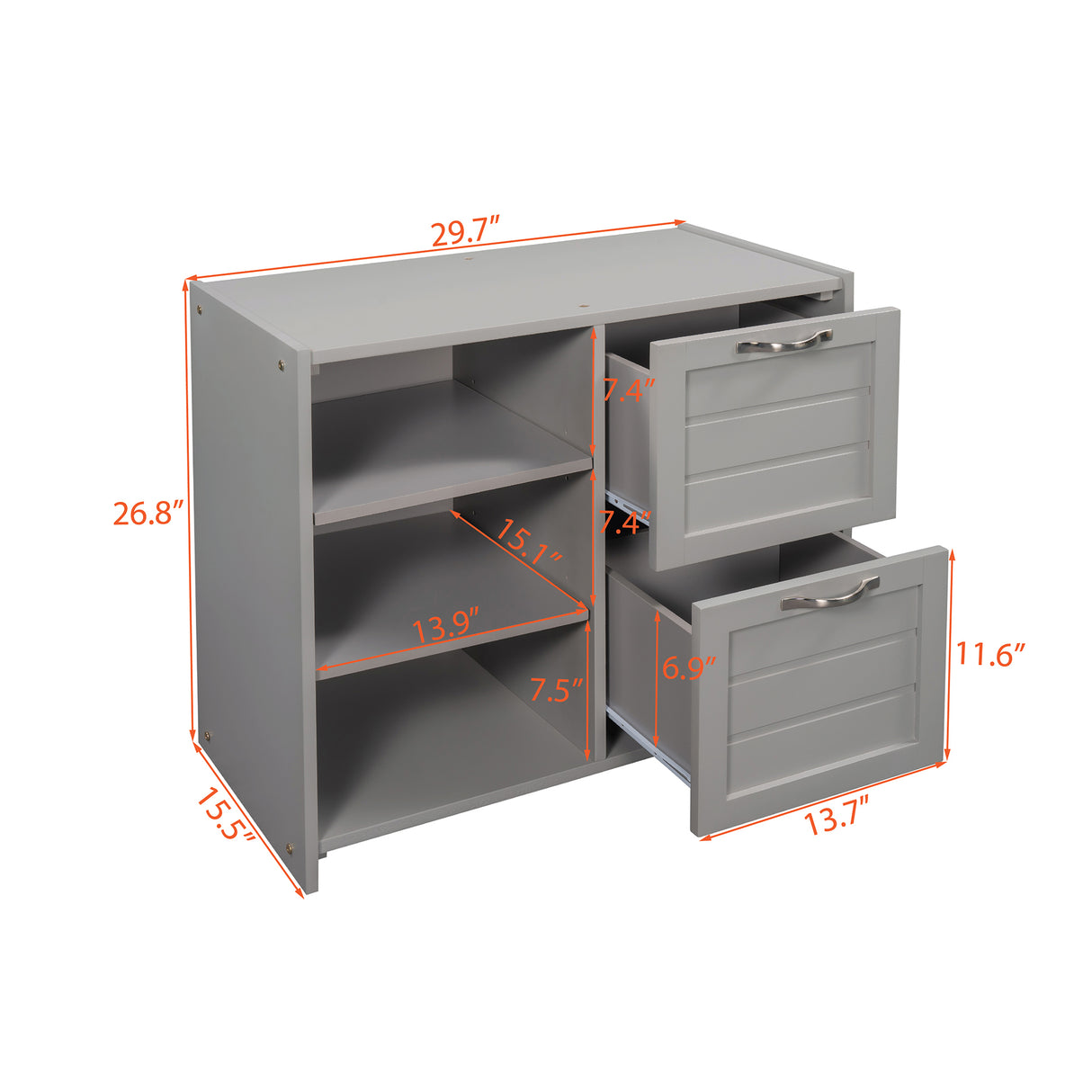 Low Twin Size Loft Bed with Cabinets, Shelves and Slide - Gray(OLD SKU :LP000503AAE) - Home Elegance USA