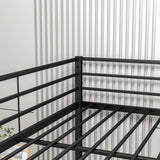 Metal Bunk Bed Full Over Full, Bunk Bed Frame with Safety Guard Rails, Heavy Duty Space-Saving Design, Easy Assembly Black - Home Elegance USA