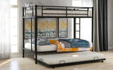 Twin over Twin Bunk Bed with Trundle, Black(OLD SKU:MF192387AAB) - Home Elegance USA