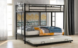 Twin over Twin Bunk Bed with Trundle, Black - Home Elegance USA