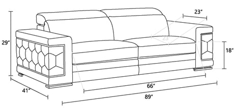 Top Grain Italian Leather Sofa - Home Elegance USA