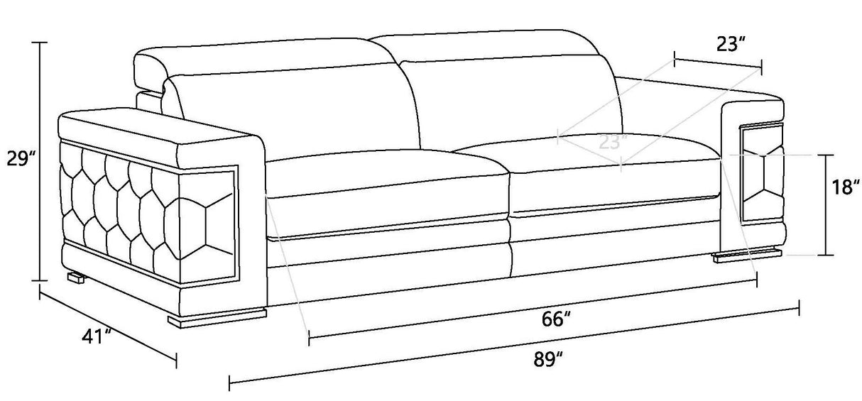 Top Grain Italian Leather Sofa Home Elegance USA