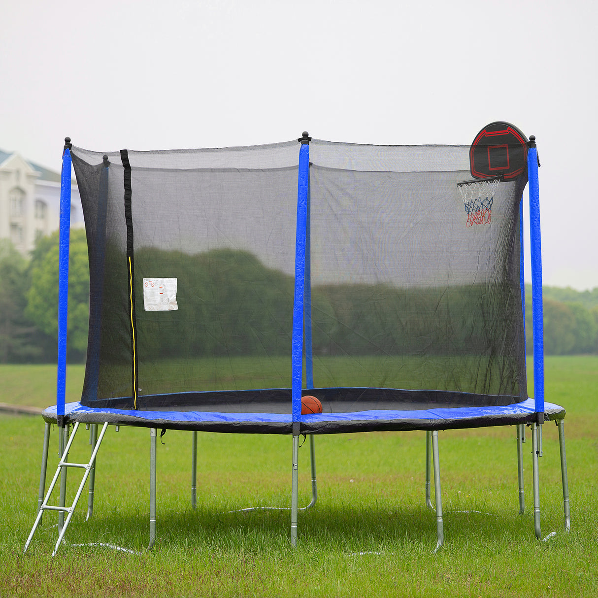 15FT Trampoline with Basketball Hoop Inflator and Ladder(Inner Safety Enclosure) Blue - W550S00009 - image - 6