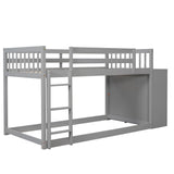 Twin over Twin Bunk Bed with 4 Drawers and 3 Shelves-Gray（OLD SKU: LP000067AAE） - Home Elegance USA