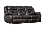 Reclining upholstered manual puller in faux leather, Brown 85.83*38.58*40.16 - Home Elegance USA