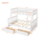 Twin-Over-Full Bunk Bed with Ladders and Two Storage Drawers (White) ( old sku:LT000165AAK） - Home Elegance USA