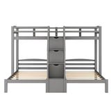 Twin over Twin & Twin Bunk Bed with Built-in Staircase and Storage Drawer,Gray Home Elegance USA