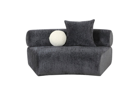 Vig Furniture Divani Casa Simpson - Contemporary Dark Grey Fabric Curved Modular Armless Seat with Throw Pillows