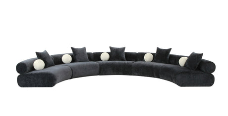 Vig Furniture Divani Casa Simpson - Contemporary Dark Grey Fabric Curved Modular Sectional Sofa with Throw Pillows