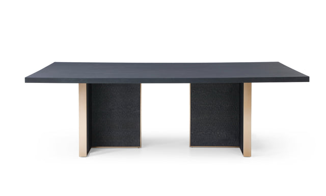 Vig Furniture Modrest Tasha - Modern Black Ash + Brushed Gold Rectangular Dining Table