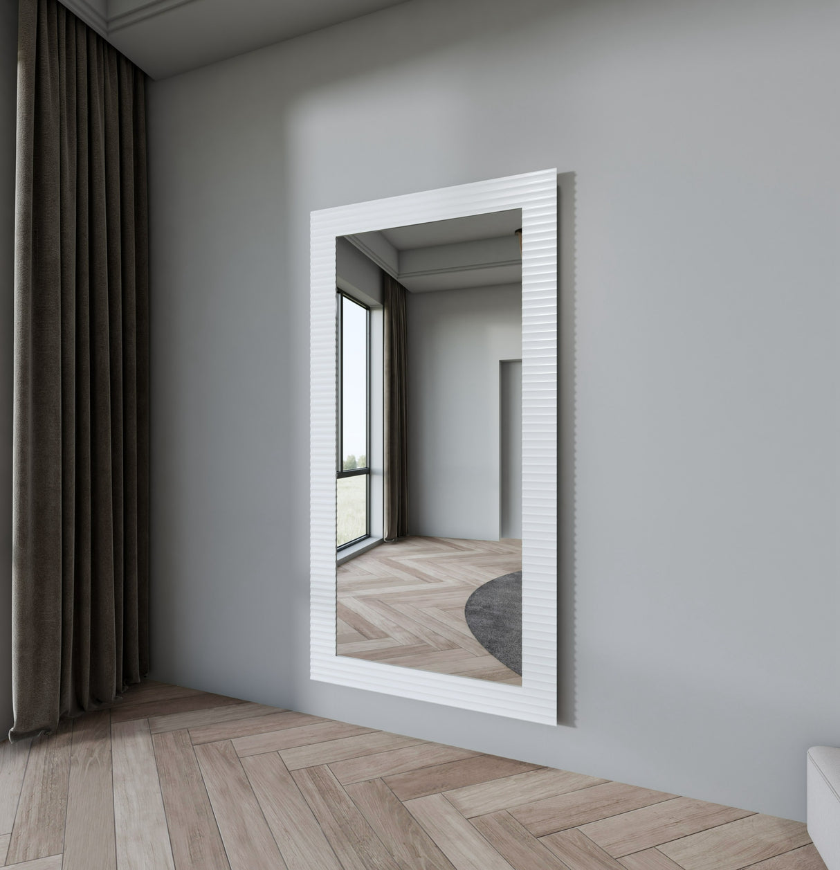 Vig Furniture Modrest Glinda - Modern Pearl White Floor Mirror