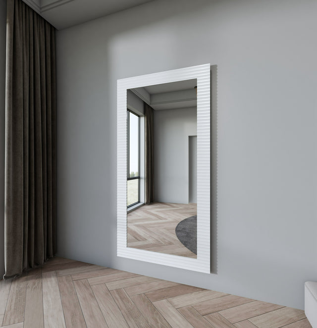 Vig Furniture Modrest Glinda - Modern Pearl White Floor Mirror